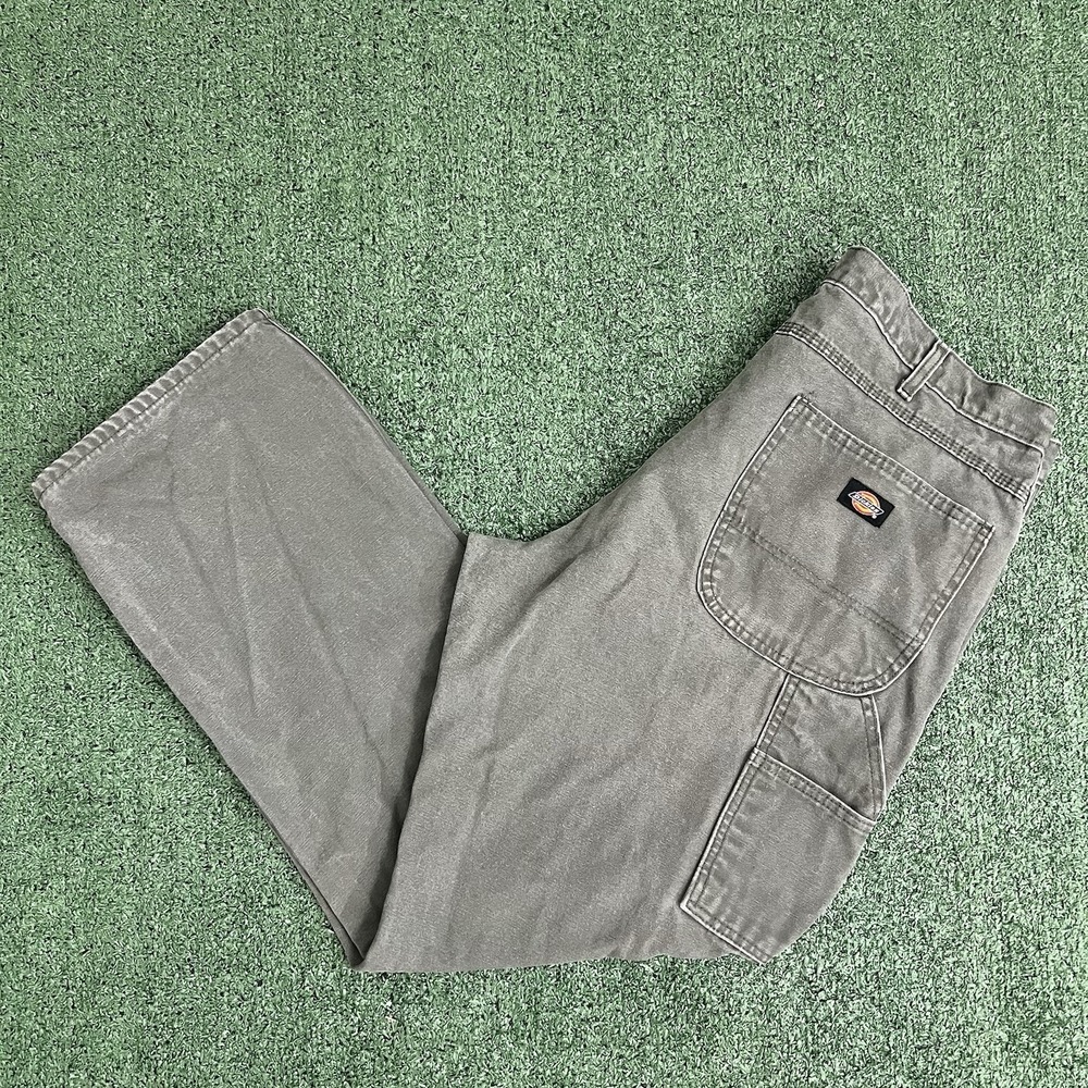 Dickies Carpenter Pants Mens 38x32 Green Canvas Workwear Outdoors Grunge Painter